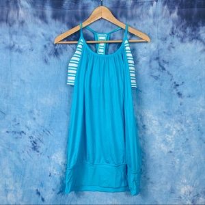 Lululemon teal striped sports bra tank top